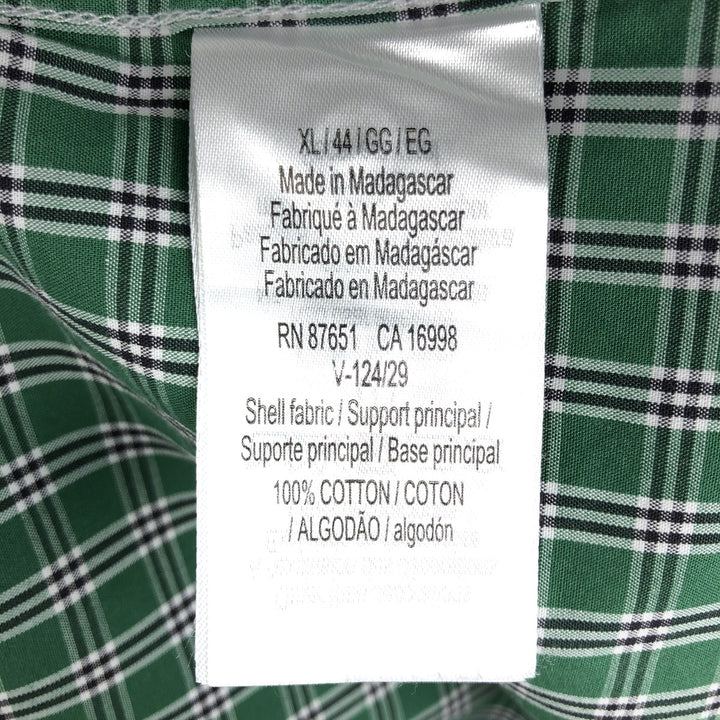Lacoste Slim Fit Long-Sleeve Button-Down Check Shirt, Men's Size XL (approx.) cotton green type Vintage Second Hand