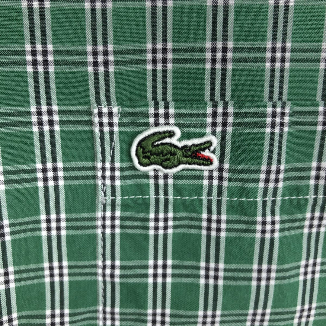 Lacoste Slim Fit Long-Sleeve Button-Down Check Shirt, Men's Size XL (approx.) cotton green type Vintage Second Hand
