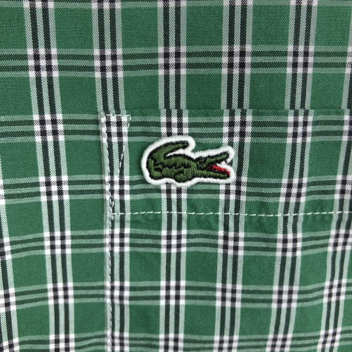 Lacoste Slim Fit Long-Sleeve Button-Down Check Shirt, Men's Size XL (approx.) cotton green type Vintage Second Hand