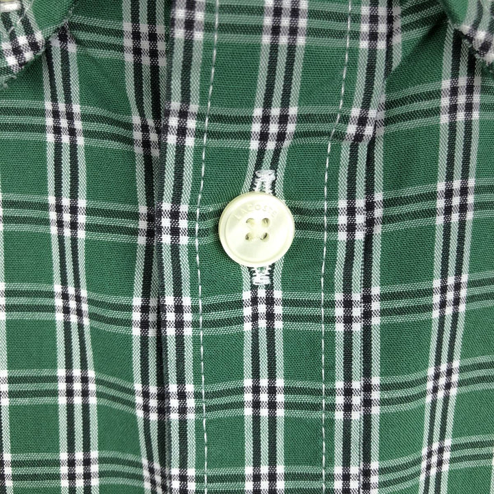Lacoste Slim Fit Long-Sleeve Button-Down Check Shirt, Men's Size XL (approx.) cotton green type Vintage Second Hand