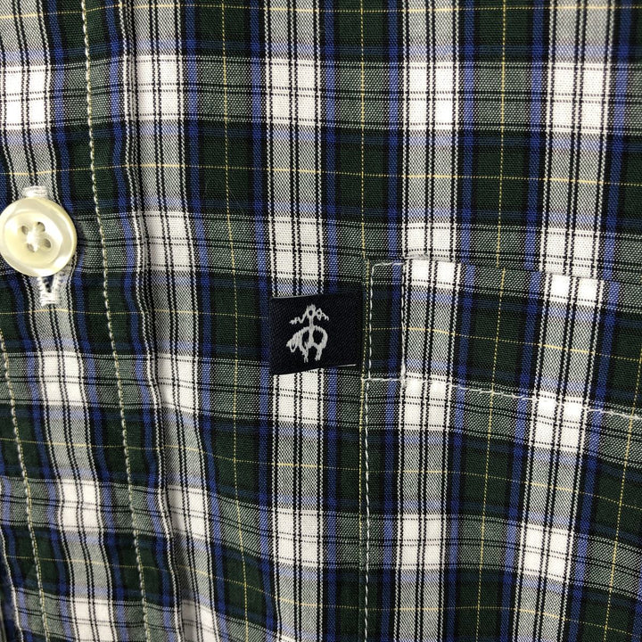 Brooks Brothers 346 Long Sleeve Button-Down Check Shirt, Men's Size L cotton Green type dark green Vintage Second Hand