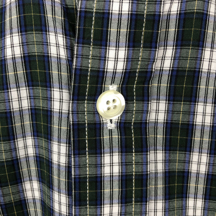 Brooks Brothers 346 Long Sleeve Button-Down Check Shirt, Men's Size L cotton Green type dark green Vintage Second Hand