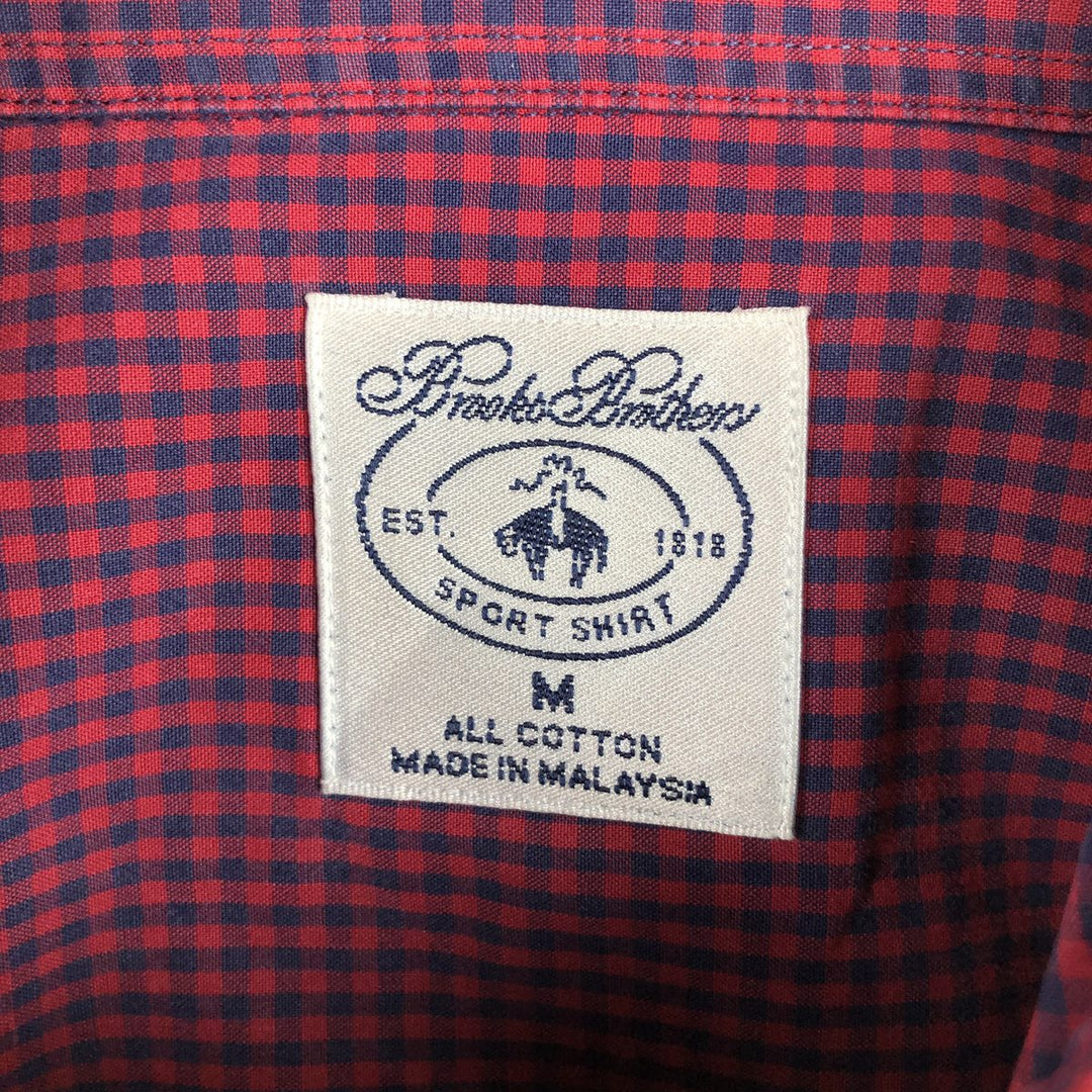 Brooks Brothers Est.1818 Sport Shirt, Long Sleeve Button-Down Check Shirt, Men's Size M (approx.) cotton red type Vintage Second Hand
