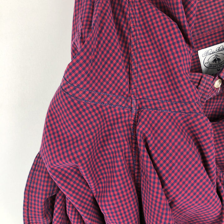 Brooks Brothers Est.1818 Sport Shirt, Long Sleeve Button-Down Check Shirt, Men's Size M (approx.) cotton red type Vintage Second Hand