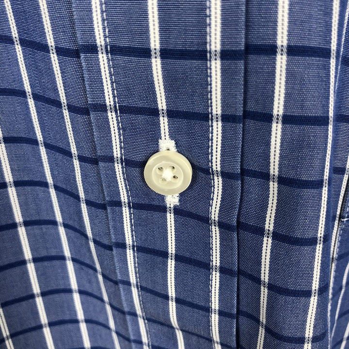 Brooks Brothers 1818 REGENT FIT Long-Sleeve Button-Down Check Shirt, Men's Size L (approx.) cotton Navy blue Vintage Second Hand