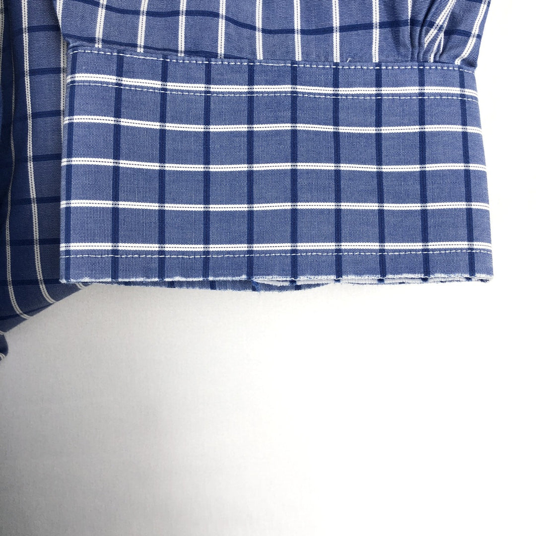 Brooks Brothers 1818 REGENT FIT Long-Sleeve Button-Down Check Shirt, Men's Size L (approx.) cotton Navy blue Vintage Second Hand
