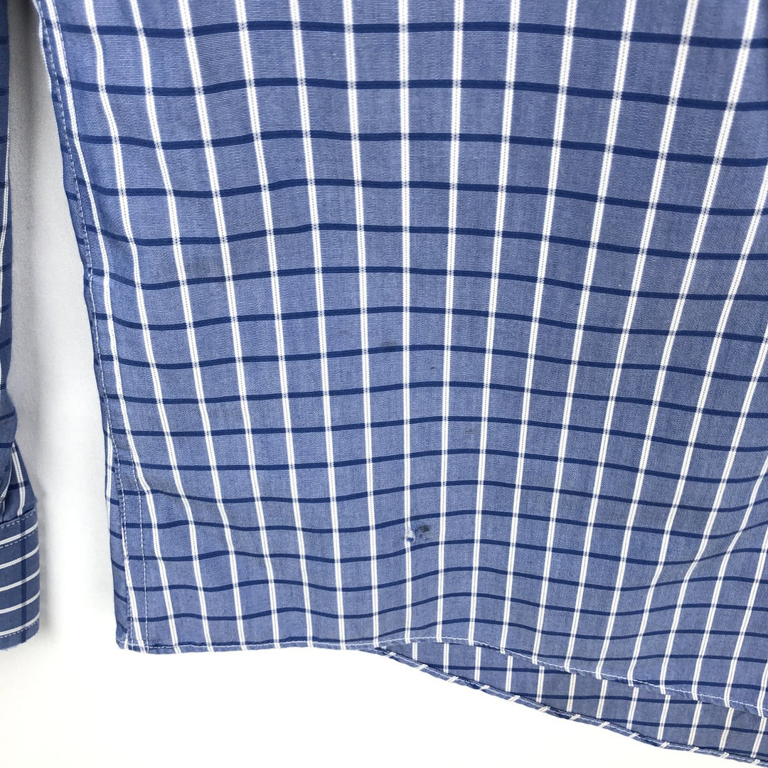 Brooks Brothers 1818 REGENT FIT Long-Sleeve Button-Down Check Shirt, Men's Size L (approx.) cotton Navy blue Vintage Second Hand
