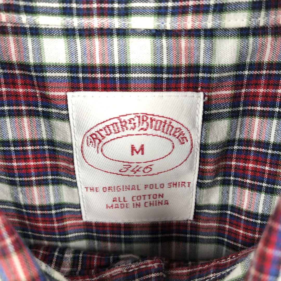 Brooks Brothers 346 Long Sleeve Button-Down Check Shirt, Men's Size Medium cotton red type Vintage Second Hand