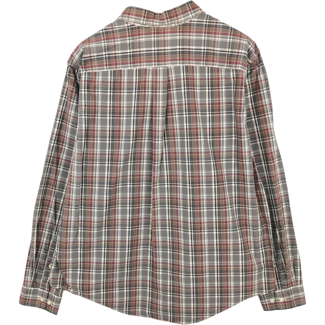 2000'S Eddie Bauer Long-Sleeve Cotton Check Shirt, Men's XXL (approx.) cotton Khaki type Vintage Second Hand