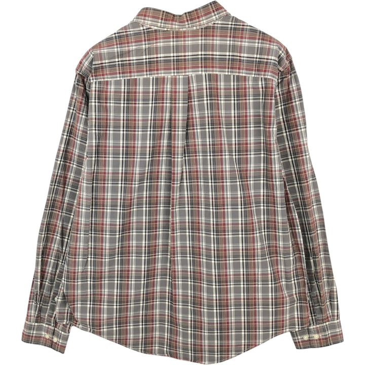 2000'S Eddie Bauer Long-Sleeve Cotton Check Shirt, Men's XXL (approx.) cotton Khaki type Vintage Second Hand