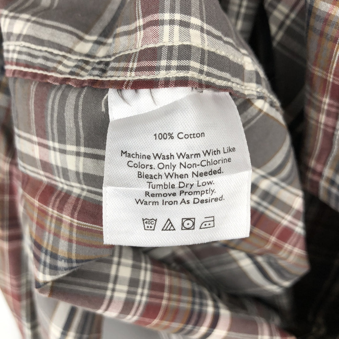 2000'S Eddie Bauer Long-Sleeve Cotton Check Shirt, Men's XXL (approx.) cotton Khaki type Vintage Second Hand