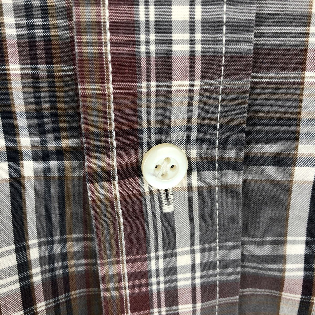 2000'S Eddie Bauer Long-Sleeve Cotton Check Shirt, Men's XXL (approx.) cotton Khaki type Vintage Second Hand