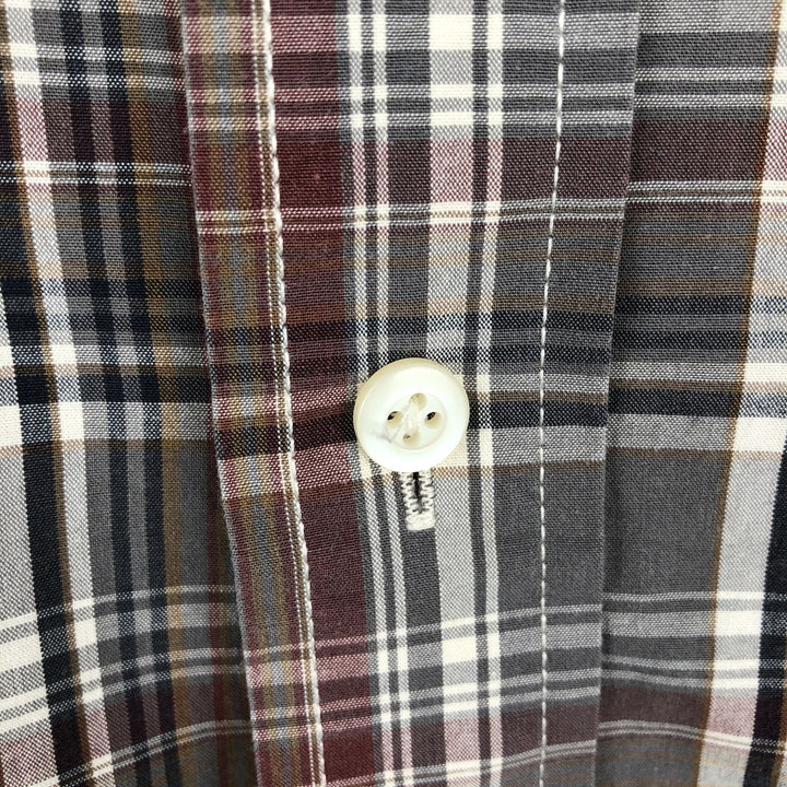 2000'S Eddie Bauer Long-Sleeve Cotton Check Shirt, Men's XXL (approx.) cotton Khaki type Vintage Second Hand