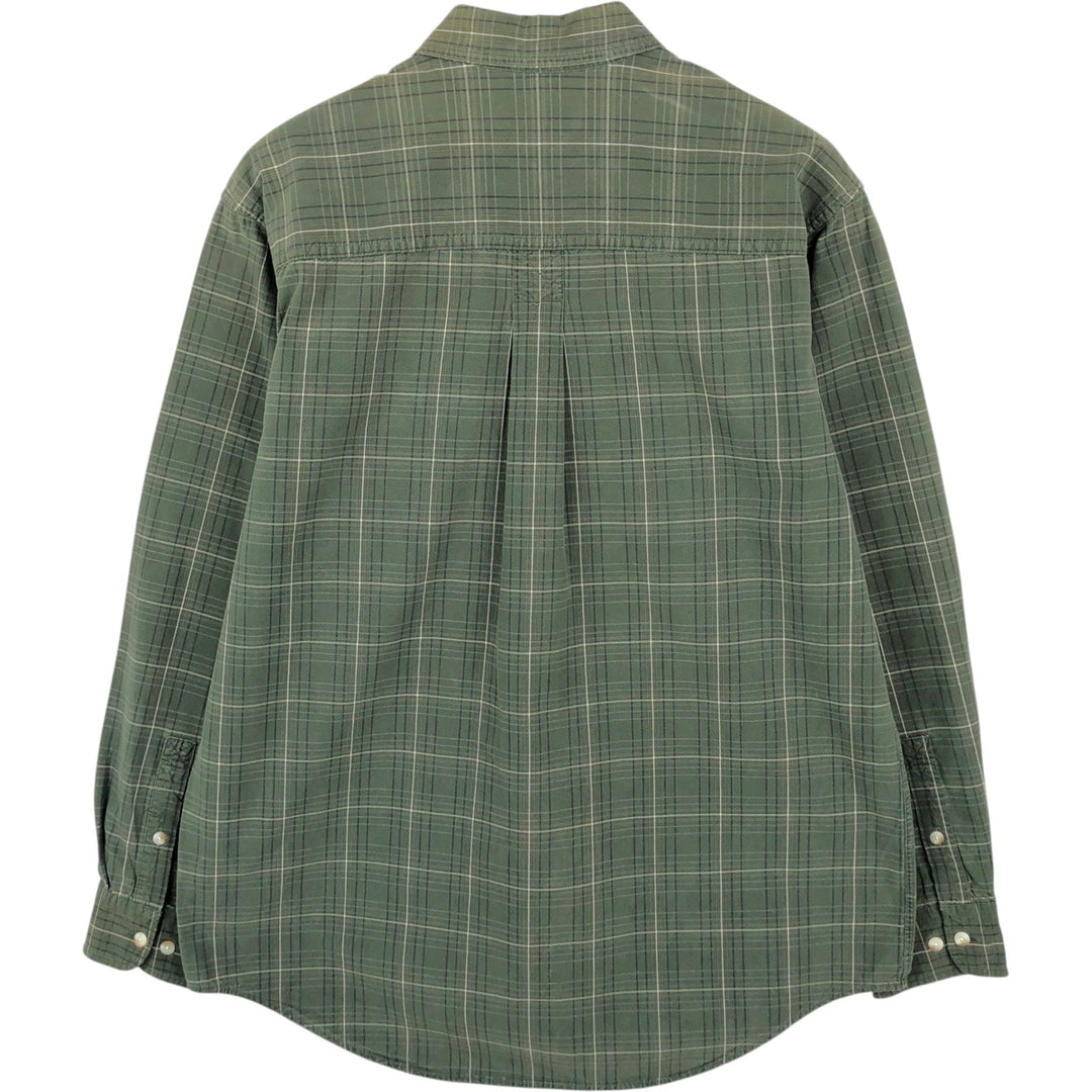 90s-00'S Timberland long-sleeved cotton check shirt, men's size M (approx.) cotton Green type dark green Vintage Second Hand