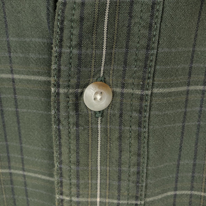 90s-00'S Timberland long-sleeved cotton check shirt, men's size M (approx.) cotton Green type dark green Vintage Second Hand