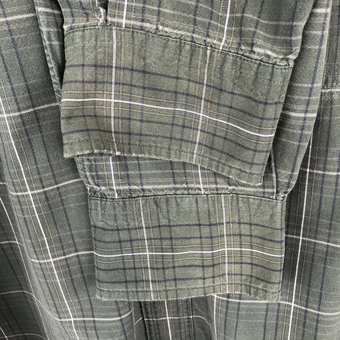 90s-00'S Timberland long-sleeved cotton check shirt, men's size M (approx.) cotton Green type dark green Vintage Second Hand