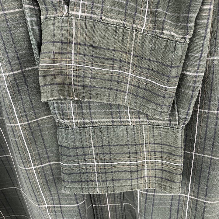 90s-00'S Timberland long-sleeved cotton check shirt, men's size M (approx.) cotton Green type dark green Vintage Second Hand