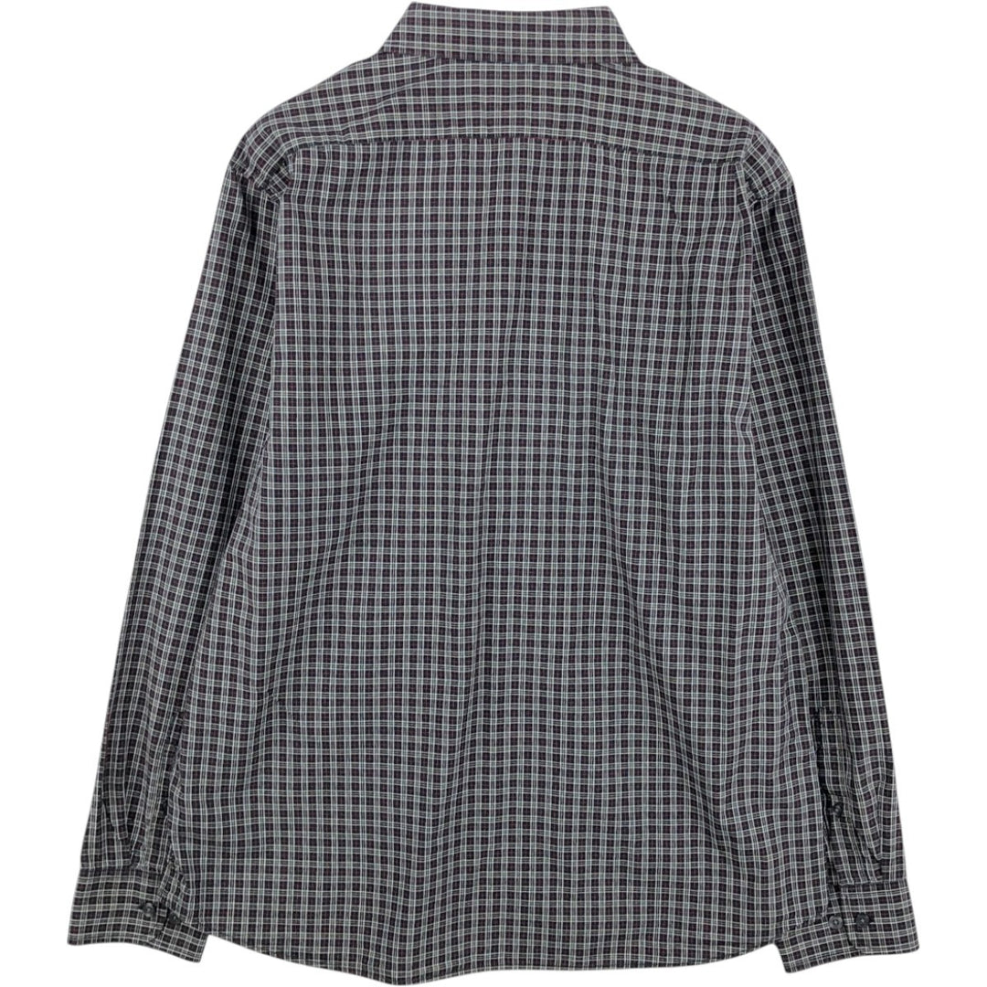GAP Fitted Long-Sleeve Button-Down Check Shirt, Men's Size L (approx.) cotton black type Vintage Second Hand