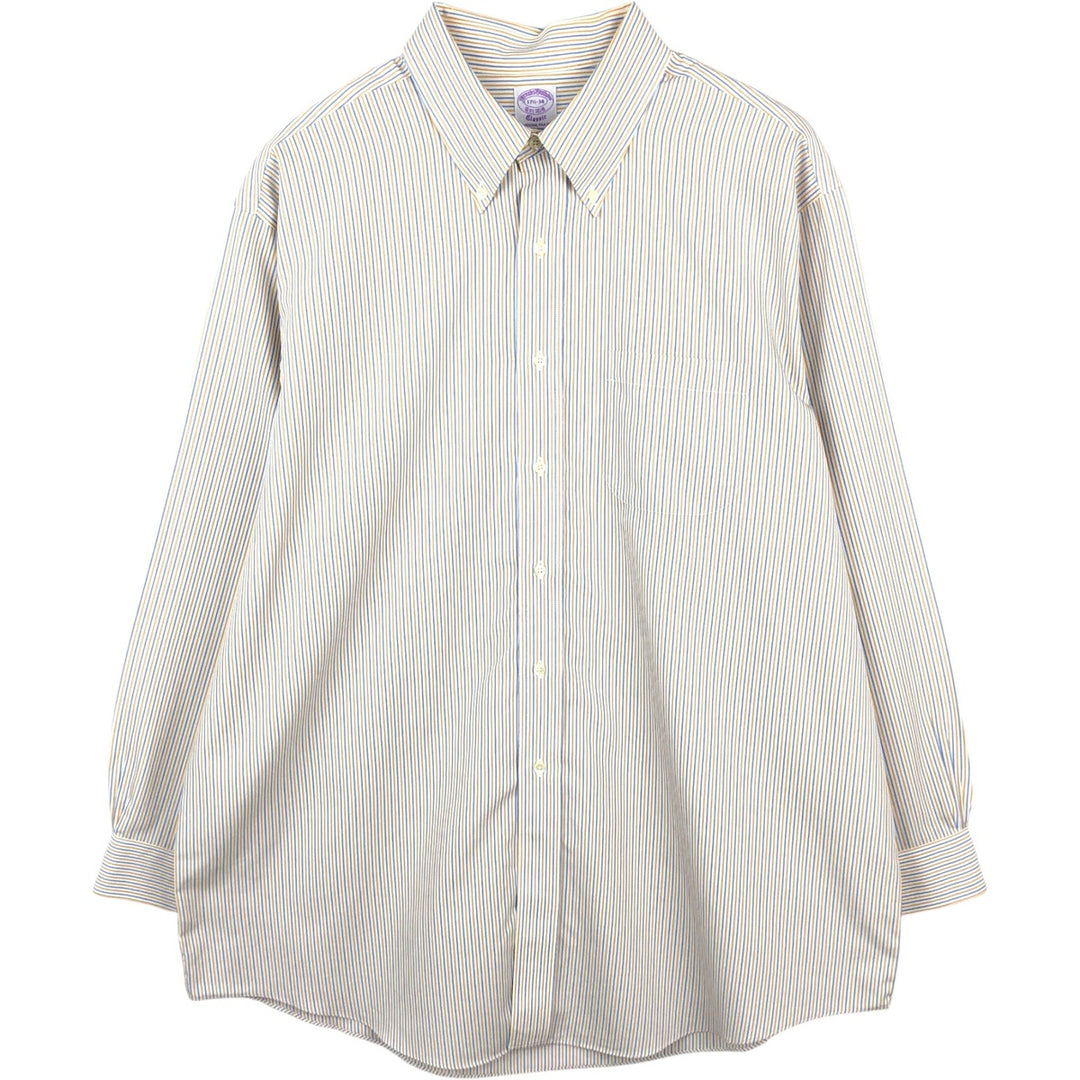 Brooks Brothers Est.1818 CLASSIC Long-Sleeve Button-Down Striped Shirt, Men's Size XL (approx.) Supima Cotton white type Vintage Second Hand