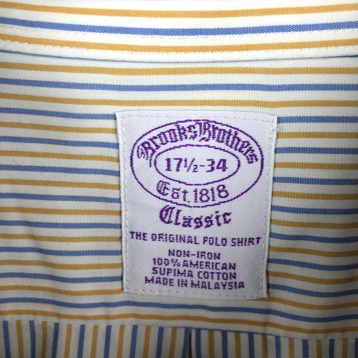 Brooks Brothers Est.1818 CLASSIC Long-Sleeve Button-Down Striped Shirt, Men's Size XL (approx.) Supima Cotton white type Vintage Second Hand