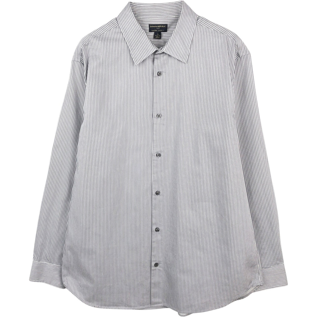 Banana Republic Long Sleeve Cotton Striped Shirt, Men's XL cotton gray type Vintage Second Hand