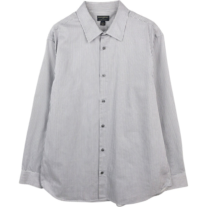 Banana Republic Long Sleeve Cotton Striped Shirt, Men's XL cotton gray type Vintage Second Hand