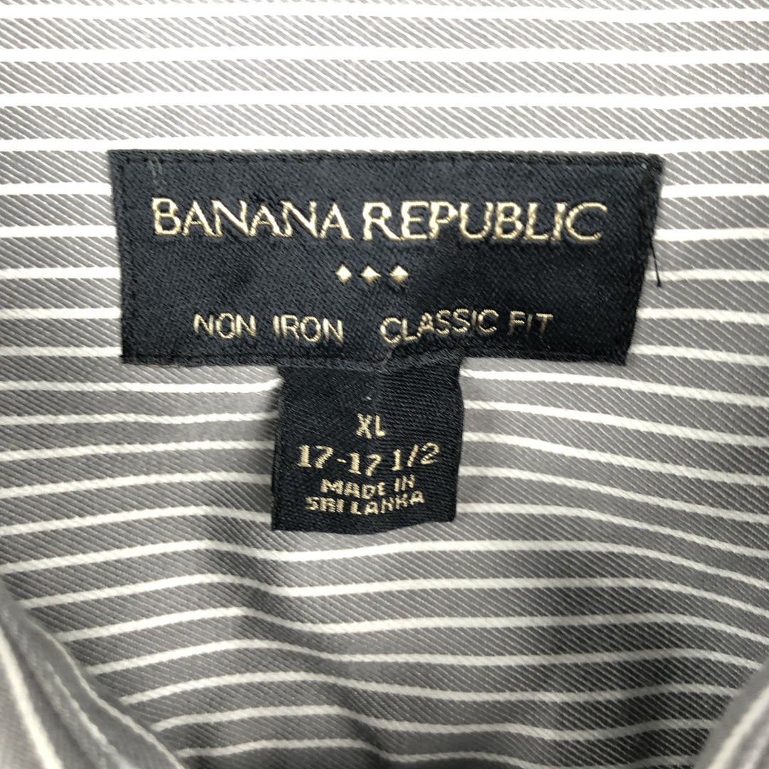 Banana Republic Long Sleeve Cotton Striped Shirt, Men's XL cotton gray type Vintage Second Hand