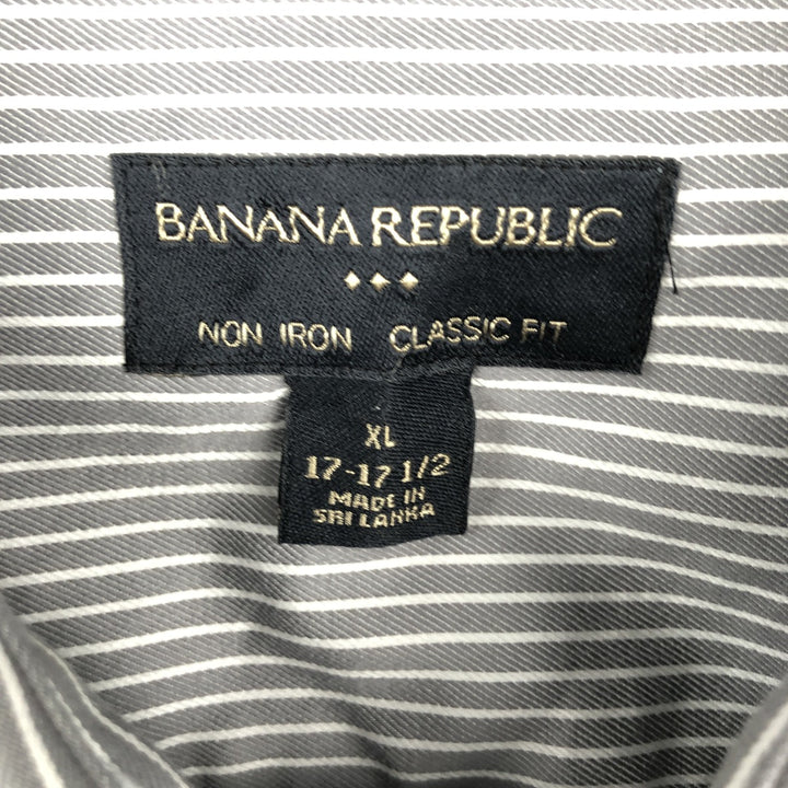 Banana Republic Long Sleeve Cotton Striped Shirt, Men's XL cotton gray type Vintage Second Hand