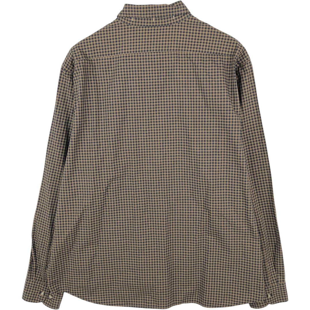 2000'S Banana Republic Untucked Fit Long-Sleeve Button-Down Check Shirt, Men's Size XL cotton navy blue type Vintage Second Hand