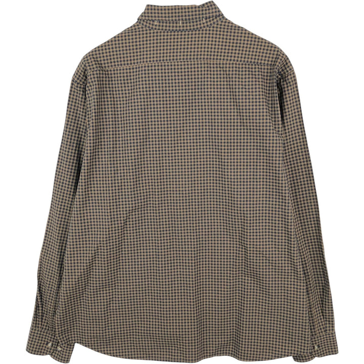 2000'S Banana Republic Untucked Fit Long-Sleeve Button-Down Check Shirt, Men's Size XL cotton navy blue type Vintage Second Hand