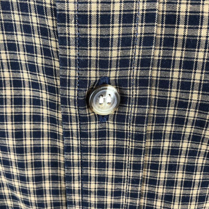 2000'S Banana Republic Untucked Fit Long-Sleeve Button-Down Check Shirt, Men's Size XL cotton navy blue type Vintage Second Hand