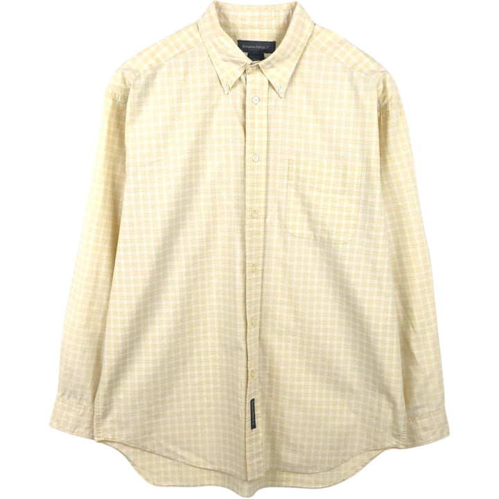 Banana Republic Long-Sleeve Button-Down Check Shirt, Men's Size L (approx.) cotton yellow type Vintage Second Hand