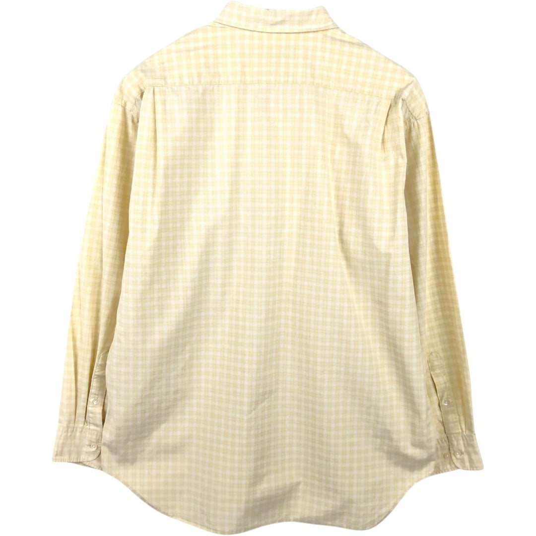 Banana Republic Long-Sleeve Button-Down Check Shirt, Men's Size L (approx.) cotton yellow type Vintage Second Hand