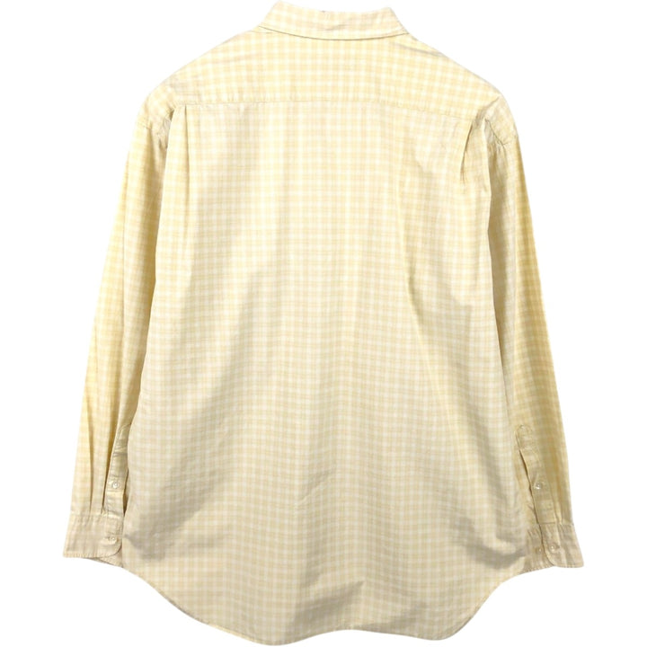 Banana Republic Long-Sleeve Button-Down Check Shirt, Men's Size L (approx.) cotton yellow type Vintage Second Hand