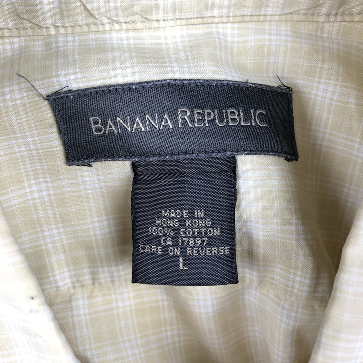 Banana Republic Long-Sleeve Button-Down Check Shirt, Men's Size L (approx.) cotton yellow type Vintage Second Hand
