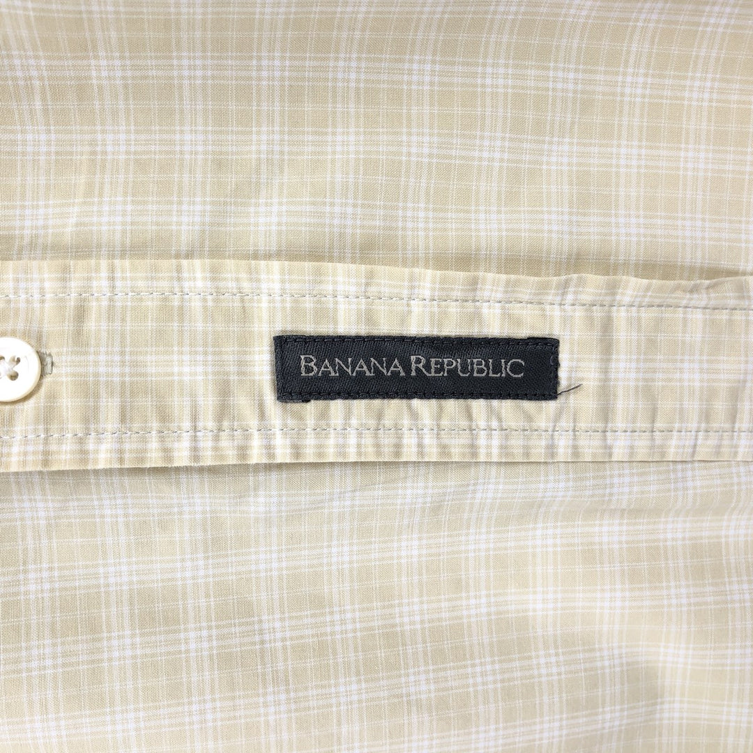 Banana Republic Long-Sleeve Button-Down Check Shirt, Men's Size L (approx.) cotton yellow type Vintage Second Hand