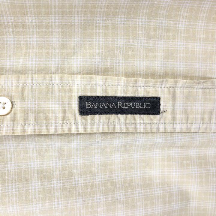 Banana Republic Long-Sleeve Button-Down Check Shirt, Men's Size L (approx.) cotton yellow type Vintage Second Hand