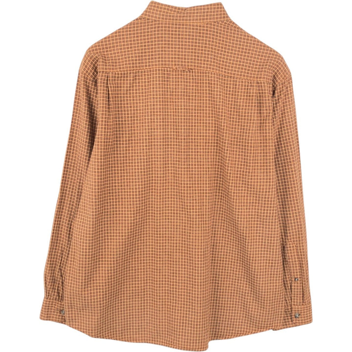 Columbia long-sleeved button-down check shirt, men's size L cotton orange type Vintage Second Hand