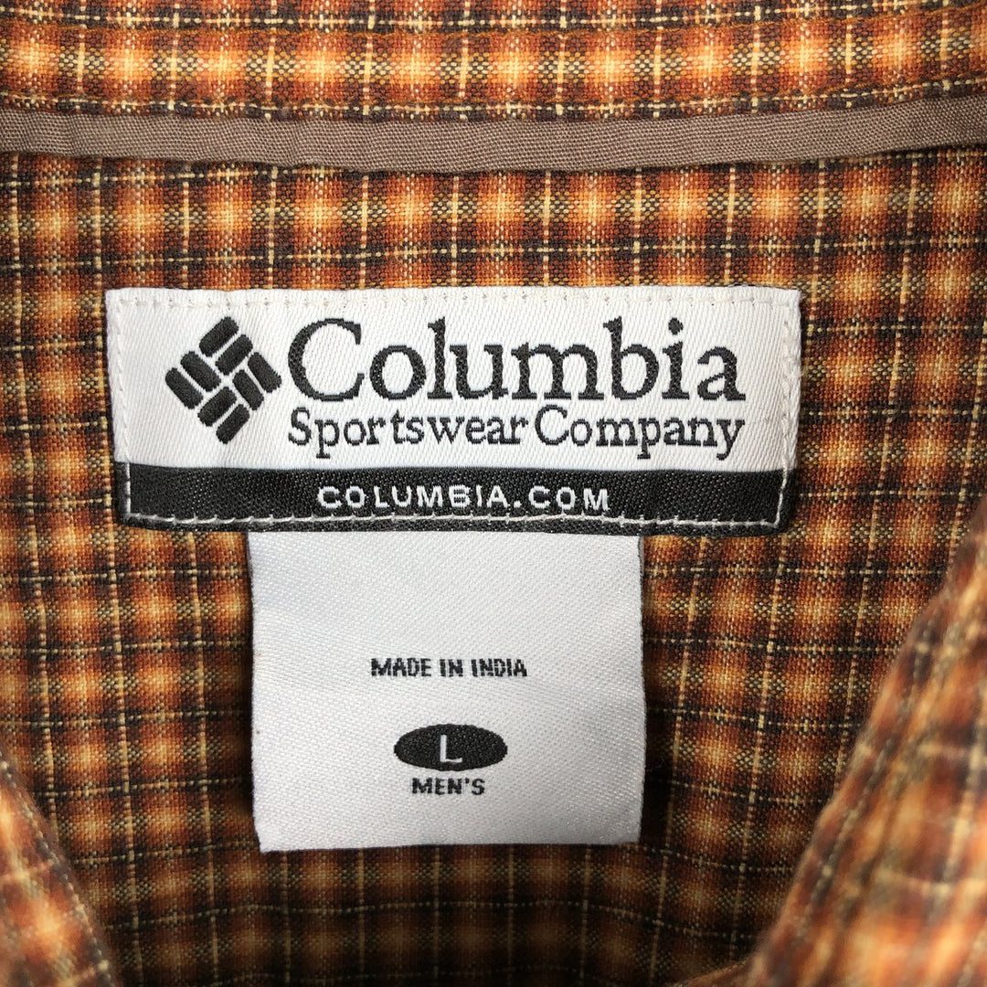 Columbia long-sleeved button-down check shirt, men's size L cotton orange type Vintage Second Hand