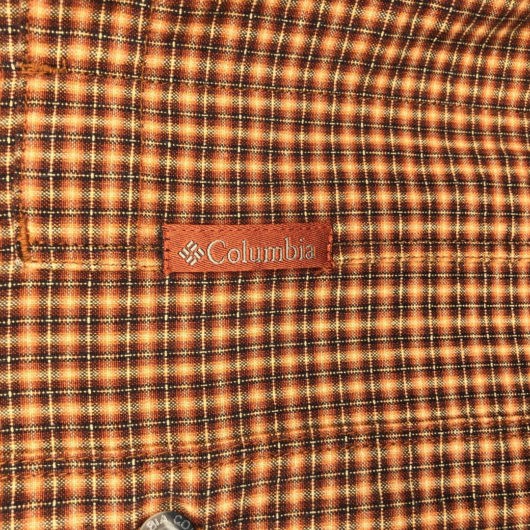 Columbia long-sleeved button-down check shirt, men's size L cotton orange type Vintage Second Hand