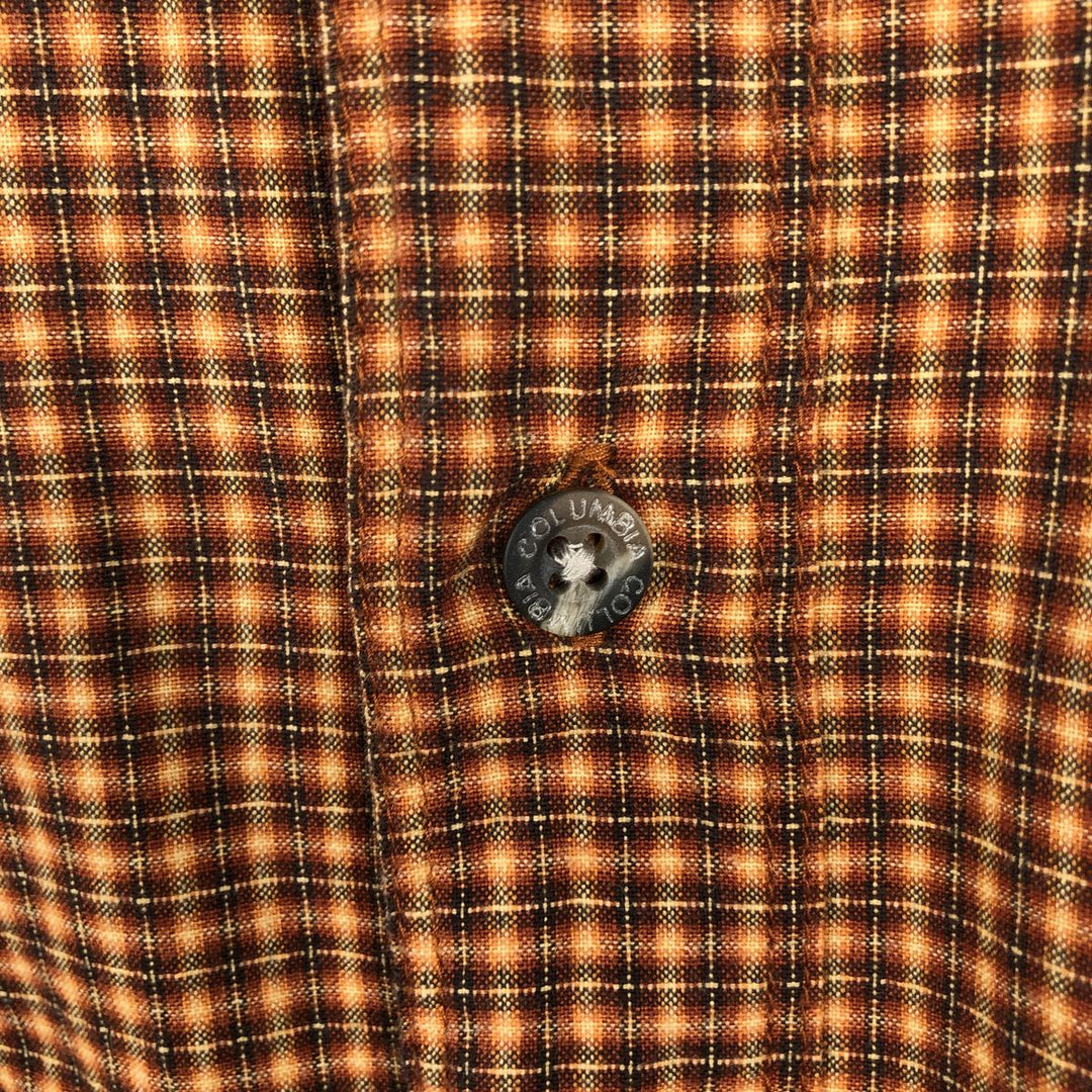 Columbia long-sleeved button-down check shirt, men's size L cotton orange type Vintage Second Hand