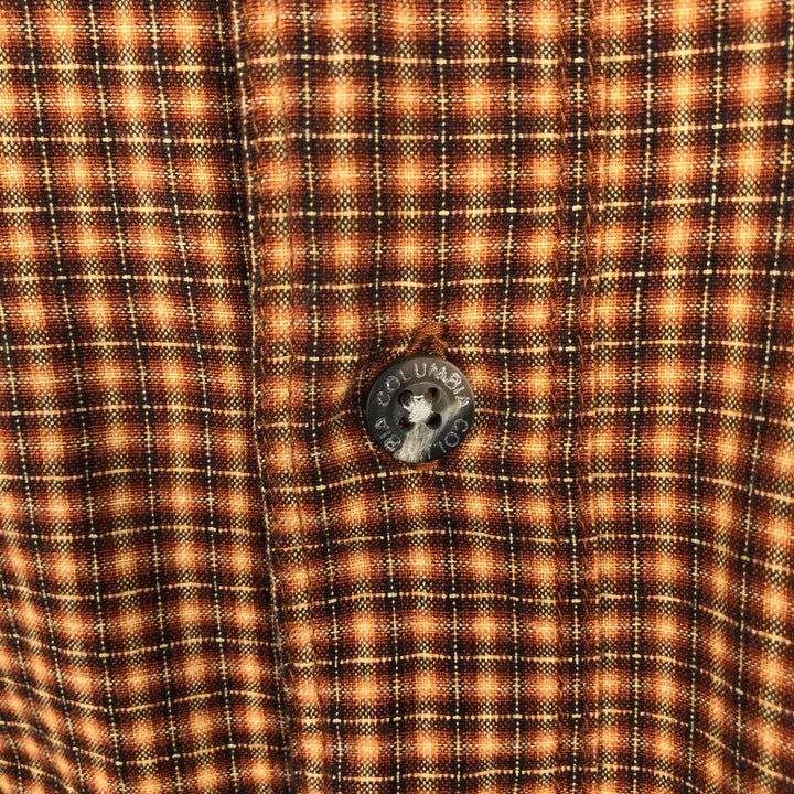 Columbia long-sleeved button-down check shirt, men's size L cotton orange type Vintage Second Hand