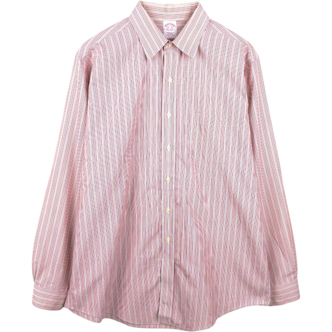 Brooks Brothers Est.1818 Traditional Fit Long-Sleeve Cotton Stripe Shirt, Men's Size L (approx.) cotton white type Vintage Second Hand
