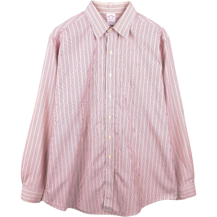 Brooks Brothers Est.1818 Traditional Fit Long-Sleeve Cotton Stripe Shirt, Men's Size L (approx.) cotton white type Vintage Second Hand
