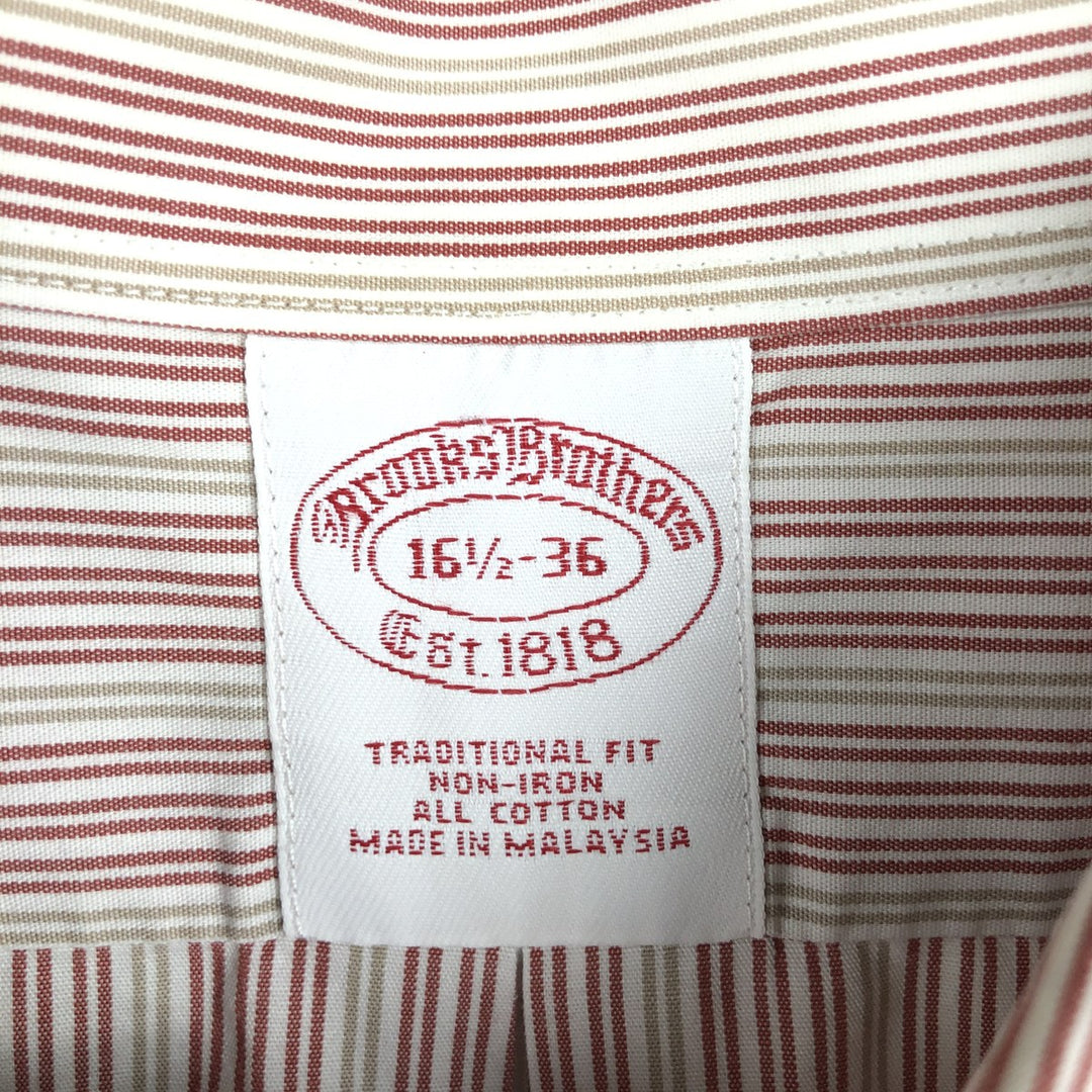 Brooks Brothers Est.1818 Traditional Fit Long-Sleeve Cotton Stripe Shirt, Men's Size L (approx.) cotton white type Vintage Second Hand