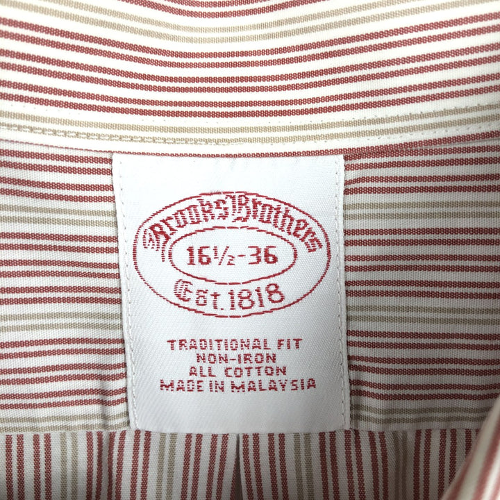 Brooks Brothers Est.1818 Traditional Fit Long-Sleeve Cotton Stripe Shirt, Men's Size L (approx.) cotton white type Vintage Second Hand