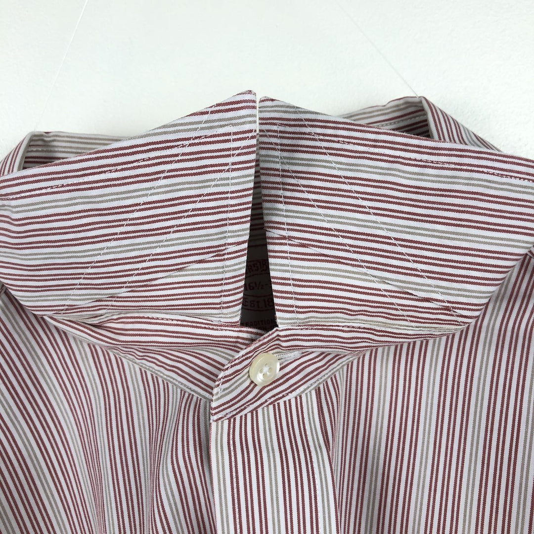 Brooks Brothers Est.1818 Traditional Fit Long-Sleeve Cotton Stripe Shirt, Men's Size L (approx.) cotton white type Vintage Second Hand