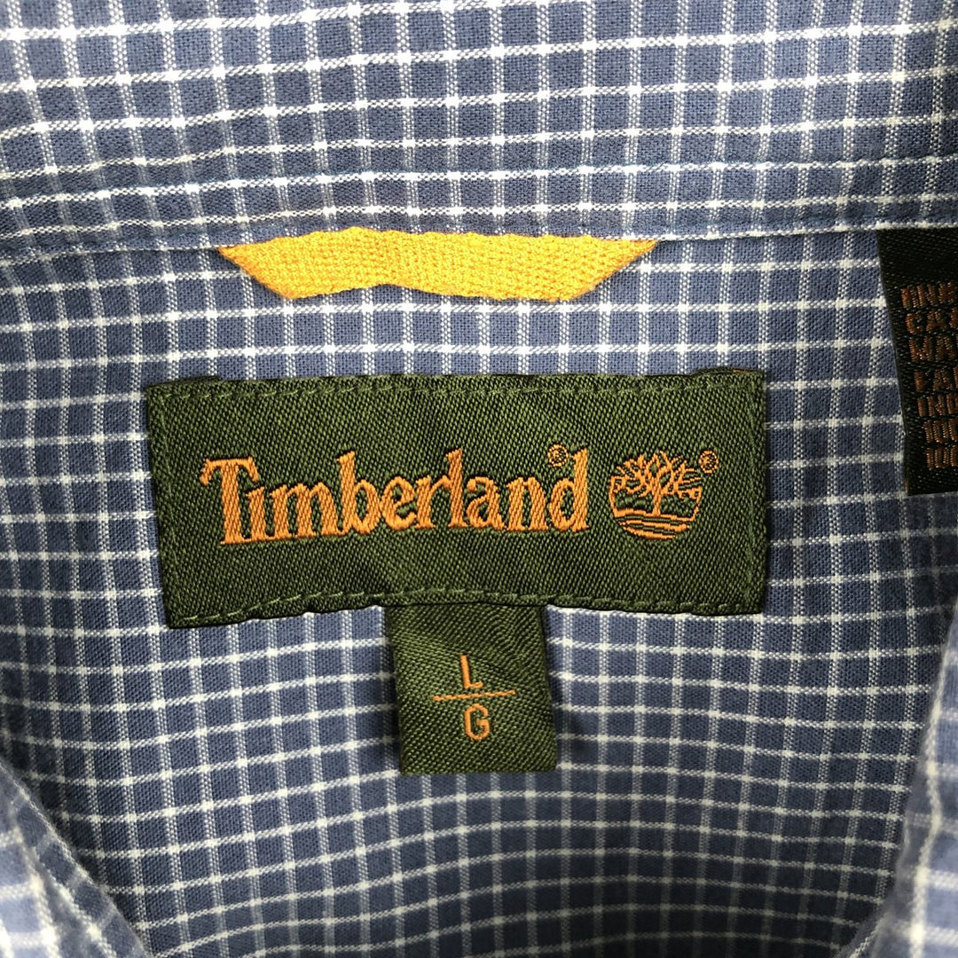 Timberland long-sleeved button-down check shirt, men's size L (approx.) cotton blue type Vintage Second Hand