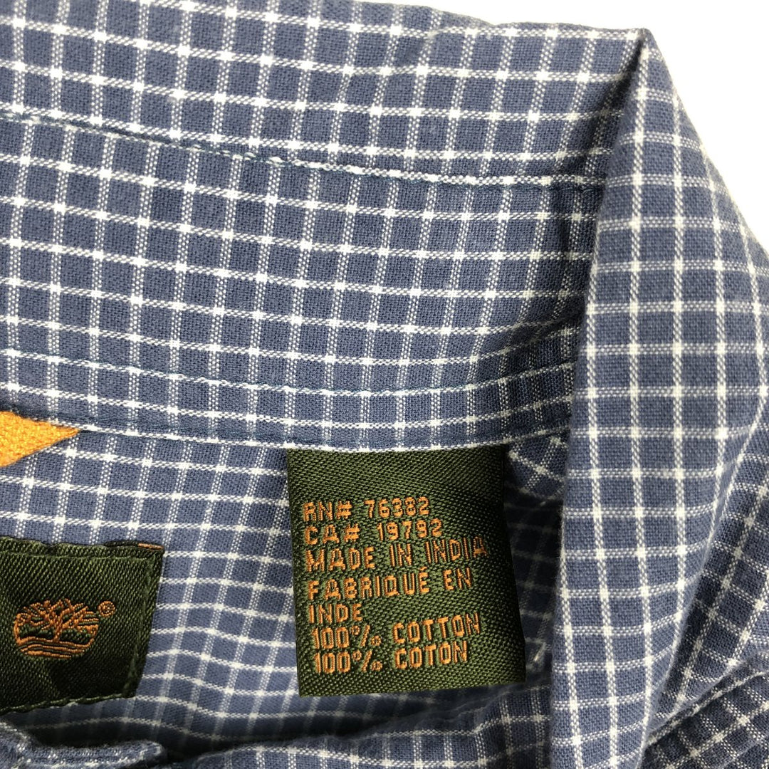 Timberland long-sleeved button-down check shirt, men's size L (approx.) cotton blue type Vintage Second Hand