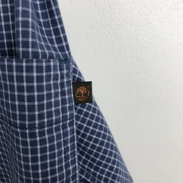 Timberland long-sleeved button-down check shirt, men's size L (approx.) cotton blue type Vintage Second Hand